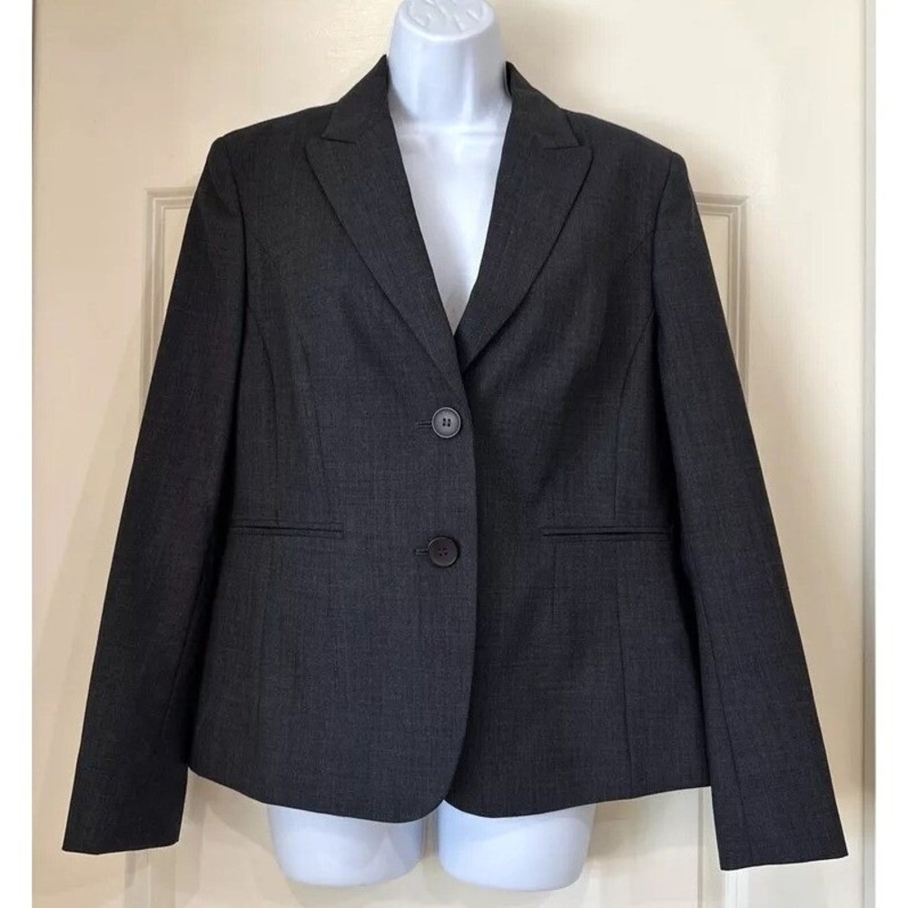 Jones New York Collection Platinum Blazer Charcoal Gray Stretch Size 10 Office